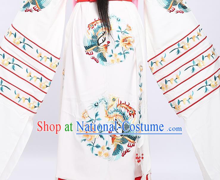 China Traditional Yue Opera Bride Wedding Garment Costumes Shaoxing Opera Princess White Dress Clothing and Phoenix Crown