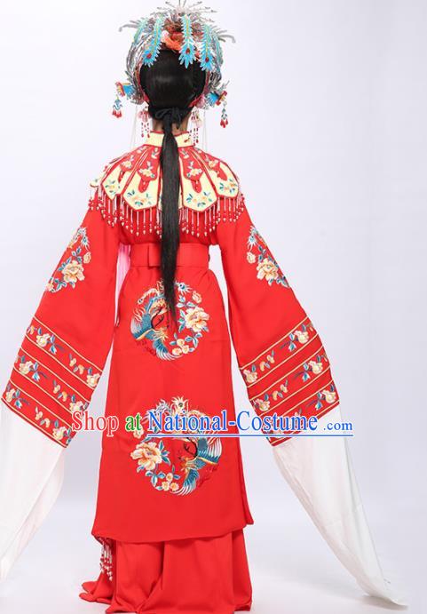 China Shaoxing Opera Princess Red Dress Clothing Traditional Yue Opera Bride Wedding Garment Costumes and Phoenix Crown