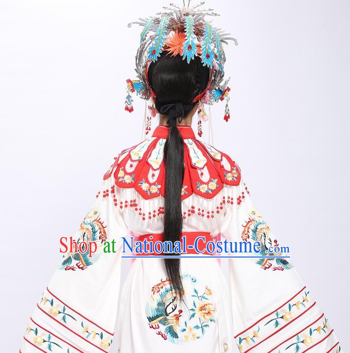 China Traditional Yue Opera Bride Wedding Garment Costumes Shaoxing Opera Princess White Dress Clothing and Phoenix Crown