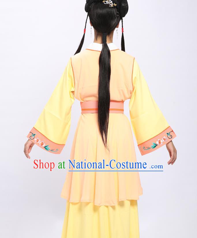 China Traditional Yue Opera Hua Tan Garment Costumes Shaoxing Opera Young Beauty Yellow Dress Clothing and Headwear