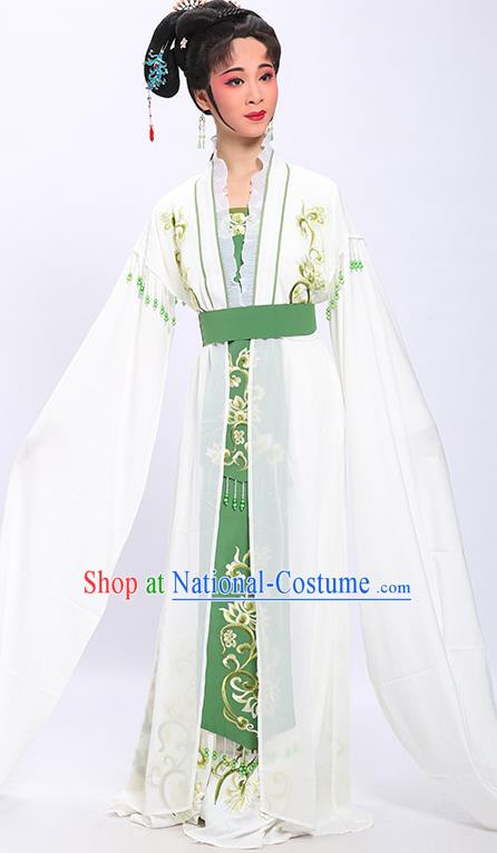 China Shaoxing Opera Actress Tang Wan Garment Costumes Traditional Yue Opera Young Women Water Sleeve Dress Clothing and Headpieces