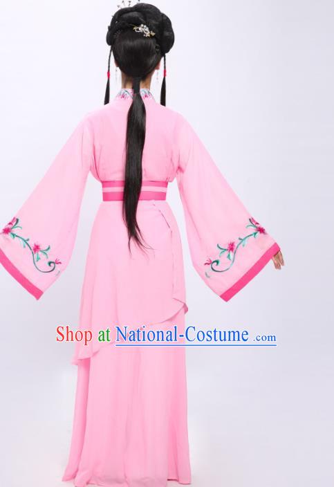 China Traditional Yue Opera Palace Lady Garment Costumes Shaoxing Opera Xiaodan Embroidered Pink Dress Clothing