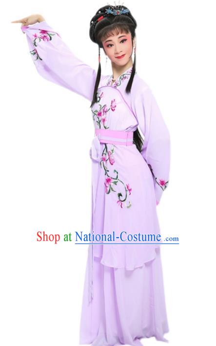 China Traditional Yue Opera Actress Garment Costumes Shaoxing Opera Palace Lady Embroidered Lilac Dress Clothing