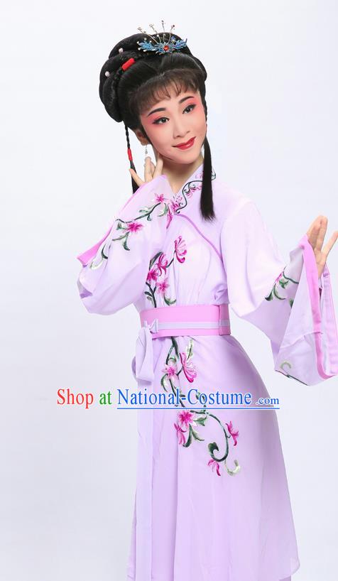 China Traditional Yue Opera Actress Garment Costumes Shaoxing Opera Palace Lady Embroidered Lilac Dress Clothing