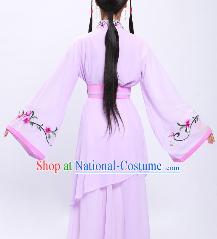 China Traditional Yue Opera Actress Garment Costumes Shaoxing Opera Palace Lady Embroidered Lilac Dress Clothing