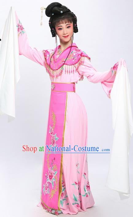 China Traditional Huangmei Opera Fairy Garment Costumes Shaoxing Opera Actress Princess Embroidered Pink Dress Clothing