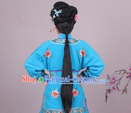 China Traditional Peking Opera Blues Dao Ma Dan Garment Costumes Shaoxing Opera Martial Arts Woman Blue Dress Clothing