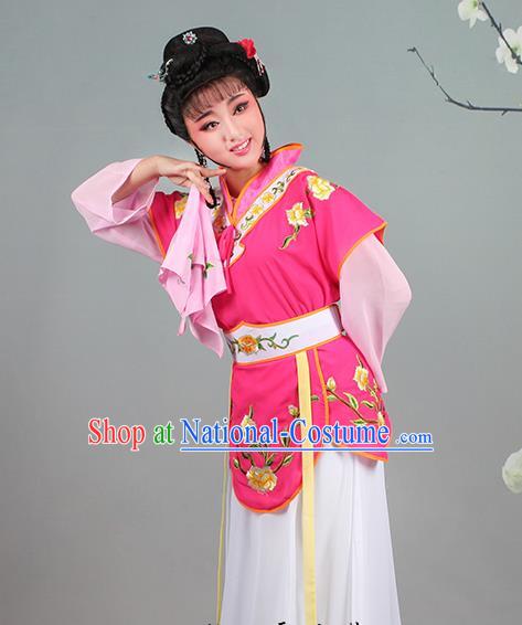 China Huangmei Opera Servant Girl Rosy Dress Clothing Traditional Peking Opera Hua Tan Garment Costumes