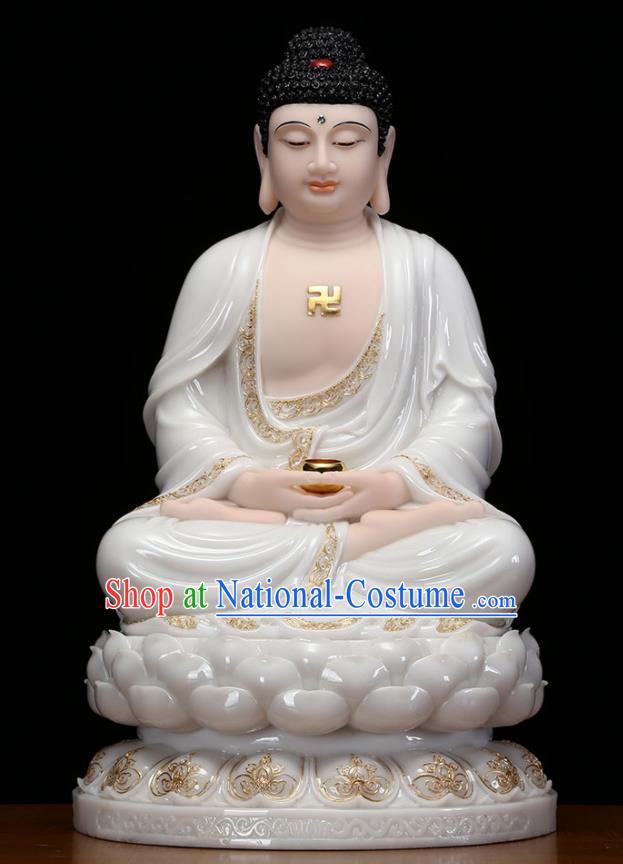 Top Chinese White Marble Shakyamuni Buddha Status Traditional Buddhism Figurine Handmade Buddha