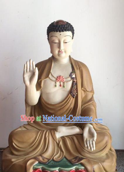 Top Chinese Shi Wan Buddha Handmade Ceramic Shakyamuni Buddha Status Traditional Porcelain Buddhism Figurine