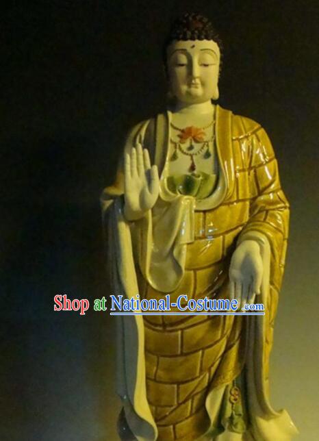 Top Chinese Traditional Porcelain Buddhism Figurine Shi Wan Buddha Status Handmade Ceramic Shakyamuni Buddha