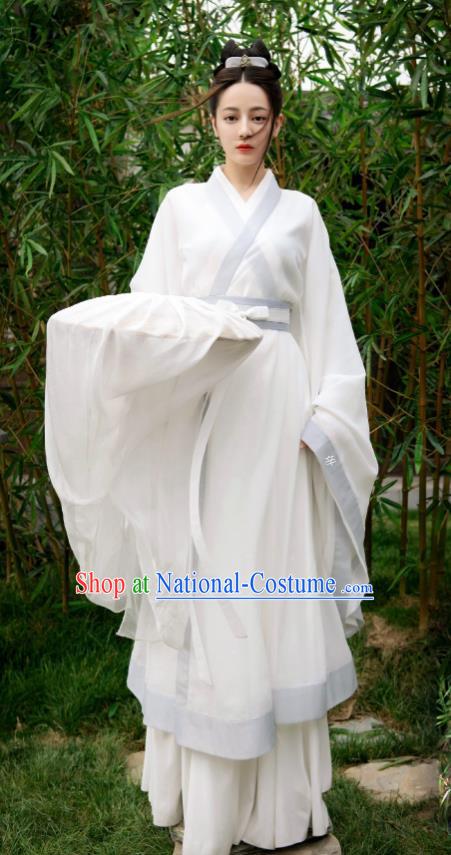 Chinese Tang Dynasty Royal Infanta Garment Costumes Traditional White Hanfu Dress Drama The Long Ballad Ancient Swordswoman Li Changge Clothing and Hat