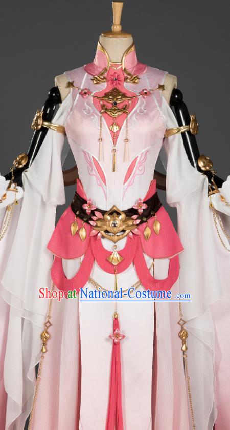 China Cosplay Fairy Pink Dress Ancient Princess Garment Costumes Game Jian Xia Qing Yuan Xiu Niang Clothing