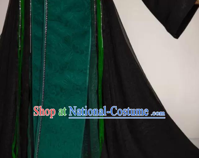 China Ancient Prince Garment Costumes Traditional Hanfu Clothing Cosplay Swordsman Qi Rong Deep Green Apparels