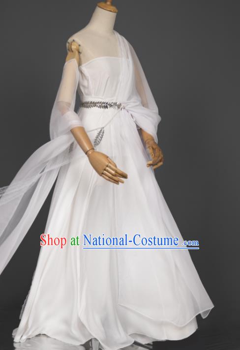 China Ancient Fairy White Dress Clothing Cosplay Dunhuang Goddess Garment Costumes Traditional Hanfu Dance Apparels