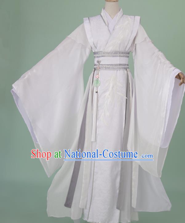 China Cosplay Noble Childe Garment Costumes Traditional Xian Xia Hanfu White Apparels Ancient Swordsman Clothing