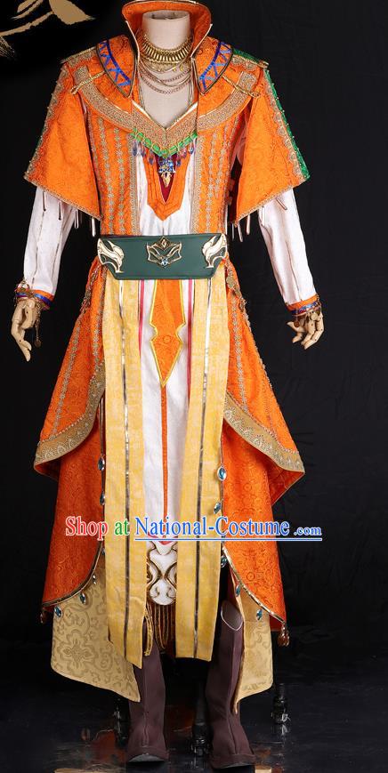 Chinese Cosplay Young Hero Garment Costumes Cartoon Character A Tai Clothing Ancient Swordsman Orange Attire