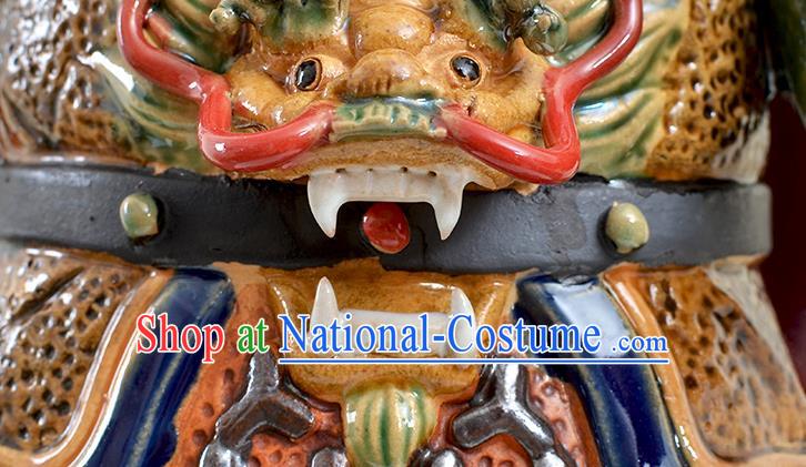 Chinese Handmade Ceramic Arts Guan Gong Sculptures Shi Wan Figurine Guan Yu Status