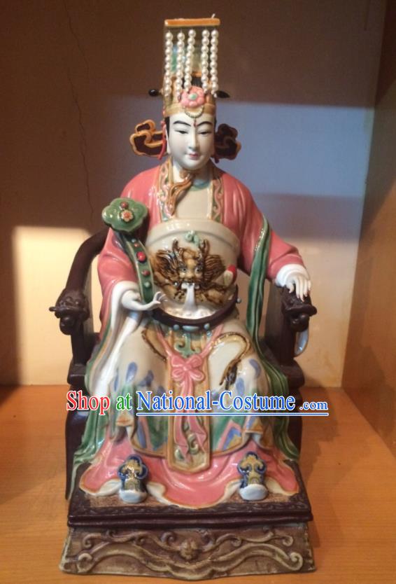 Handmade Goddess Ma Zu Statue Heaven Queen Ceramics Statue Craft Shi Wan Figurine