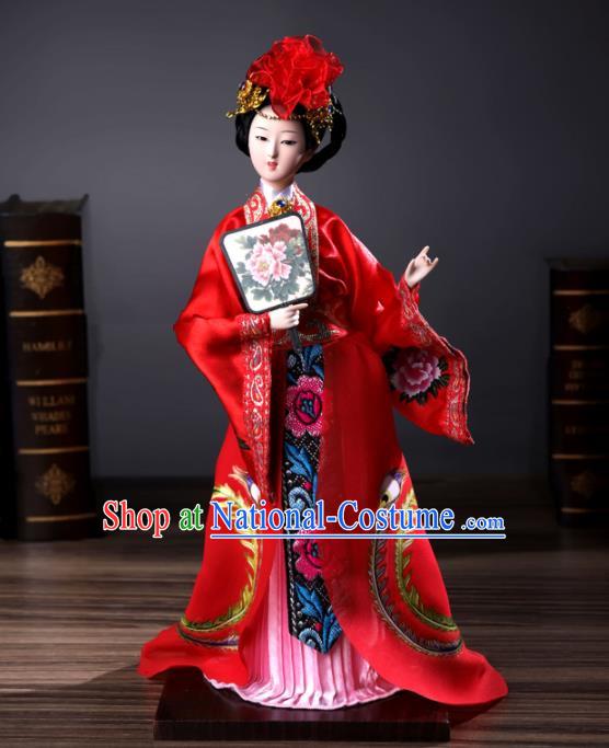 Handmade Red Traditional China Beijing Silk Figurine - Empress Yang Yuhuan