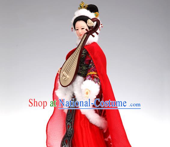 Handmade Red Traditional China Beijing Silk Figurine - Empress Wang Zhaojun