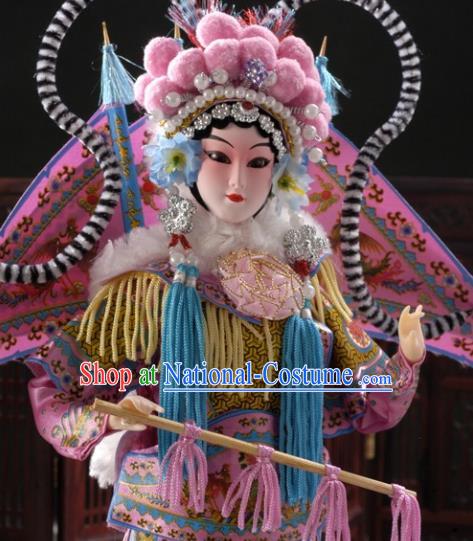 Handmade China Beijing Silk Figurine Traditional Peking Opera Female General Doll - Mu Guiying