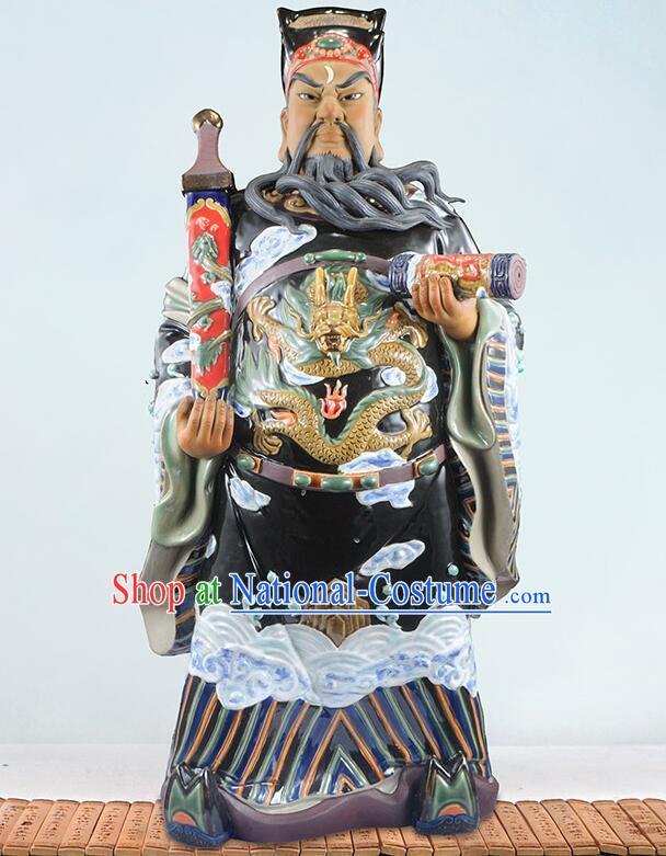 Chinese Shi Wan Figurine Clay Bao Zheng Statue Handmade Ceramic Bao Qing Tian Judge Bao Statue