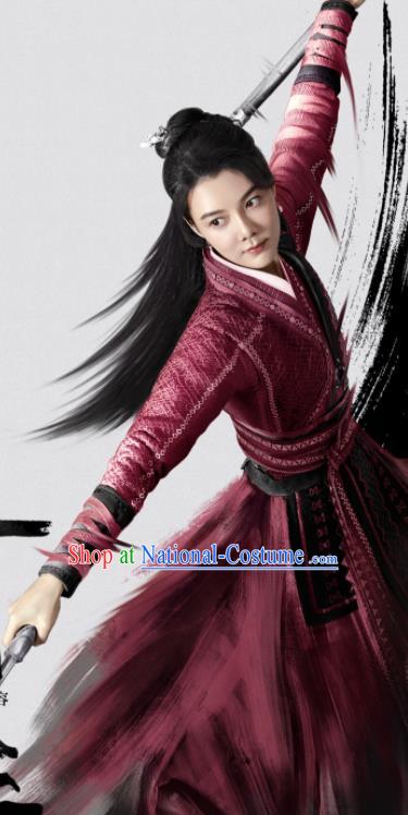 Chinese Wuxia Drama The Legend of Fei Ancient Swordswoman Garment Costumes Traditional Female Knight Li Jinrong Apparels