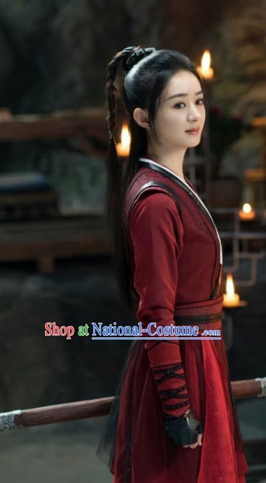 China Wuxia Drama The Legend of Fei Zhou Fei Clothing Ancient Swordswoman Garment Costumes Traditional Female Blade Red Hanfu Apparels