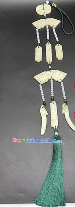 Chinese Handmade Jade Waist Accessories Ancient Groom Jade Jewelry Traditional Wedding Jade Carving Pendant