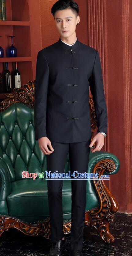 Chinese Wedding Suits Costumes Groom Clothing Traditional Black Tang Zhuang