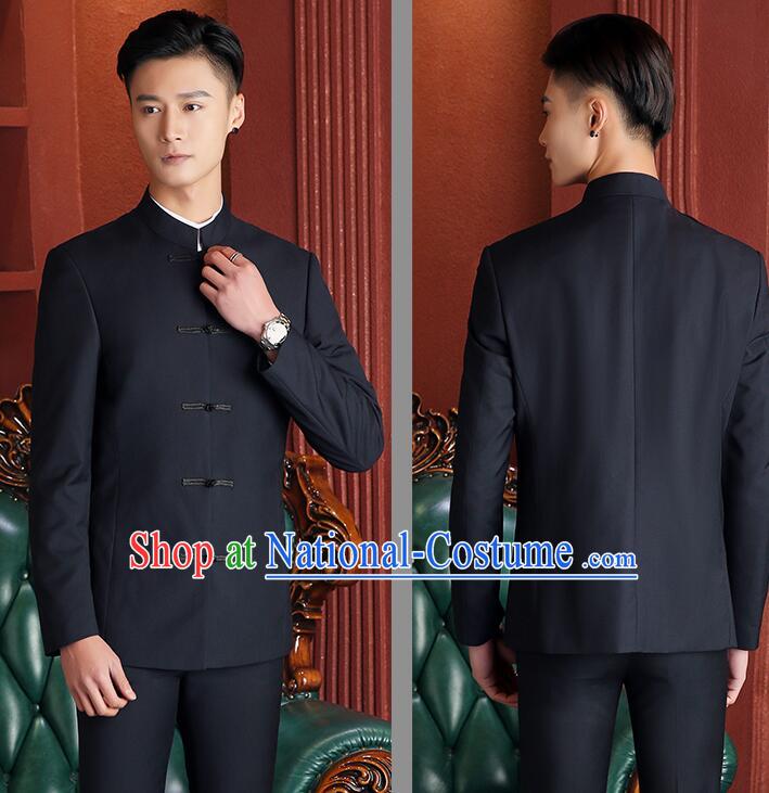 Chinese Wedding Suits Costumes Groom Clothing Traditional Black Tang Zhuang