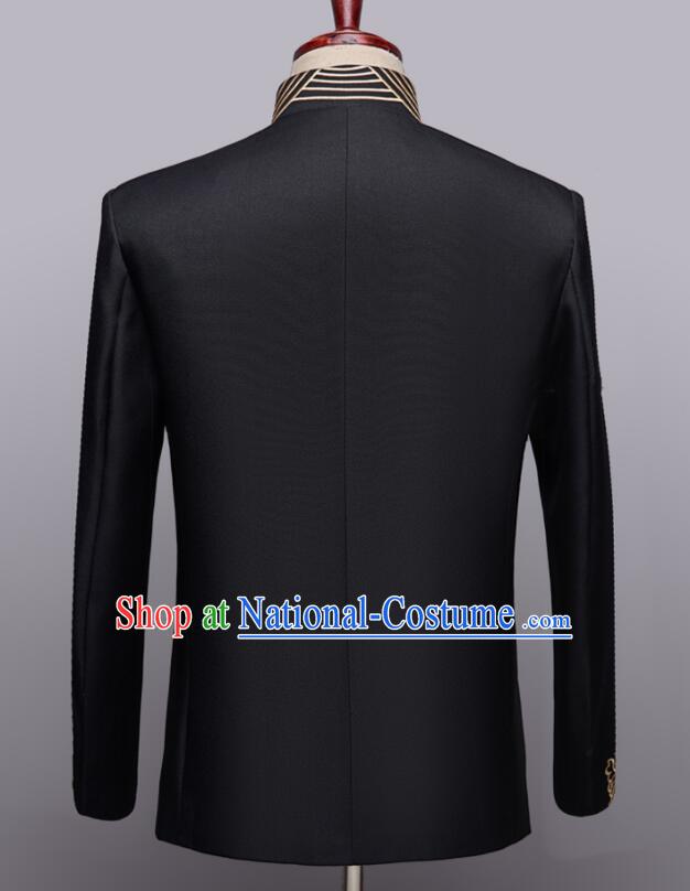 Chinese Wedding Suits Traditional Tang Zhuang Embroidered Costumes Groom Black Clothing