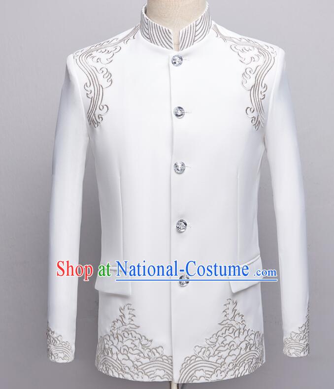 Chinese Wedding Suits Traditional Tang Zhuang Embroidered Costumes Groom Black Clothing