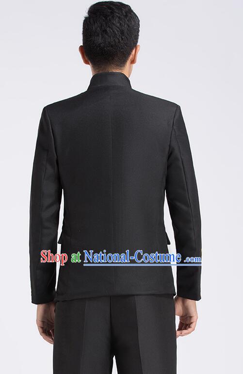 Chinese Traditional Wedding Suits Tang Zhuang Zhongshan Costumes Groom Black Clothing