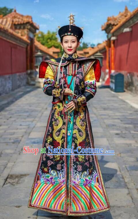 China Qing Dynasty Empress Garment Costumes Ancient Manchu Court Woman Formal Clothing Ruyi Legend Apparels