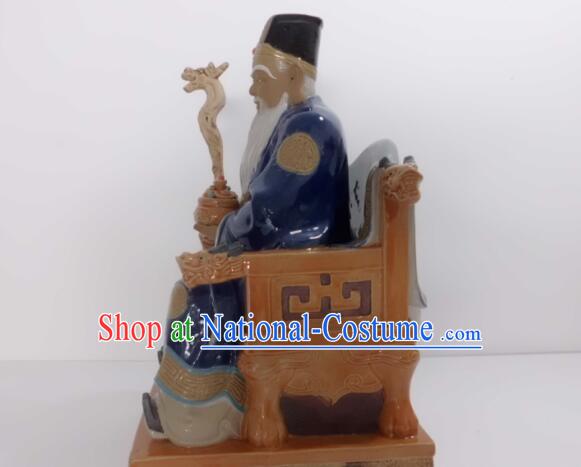 Chinese Handmade Arts Shi Wan Ceramic Figurine Tu Do Gong Porcelain Statue