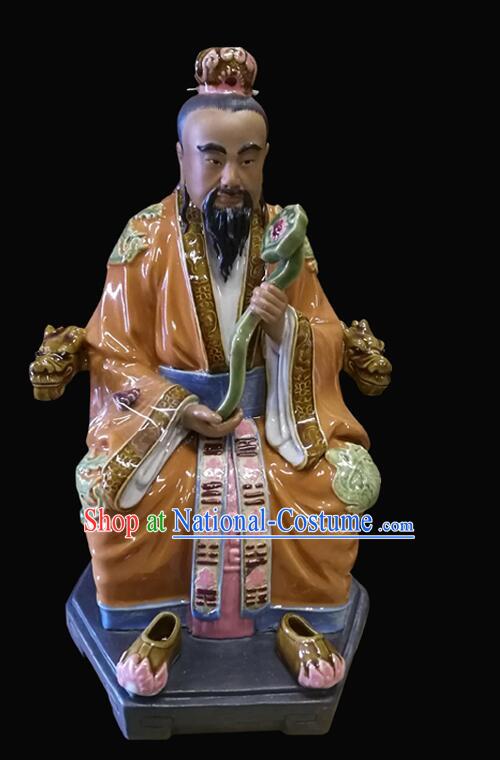 Chinese Handmade Arts Shi Wan Ceramic Three Gods Figurine San Qing Porcelain Statues