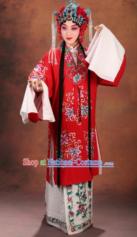 China Beijing Opera Ha Tan Costume Peking Opera Actress Red Outer Garment Traditional Water Sleeve Cape