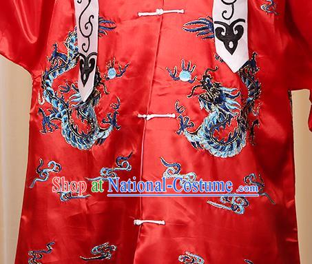 China Peking Opera Wusheng Red Garment Outfits Traditional Opera Martial Arts Men Clothing Beijing Opera Soldier Costume and Hat