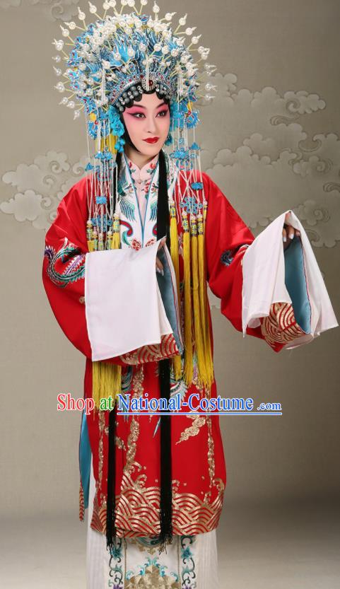 China Peking Opera Hua Tan Garment Traditional Opera Empress Clothing Beijing Opera Diva Red Cape Costume