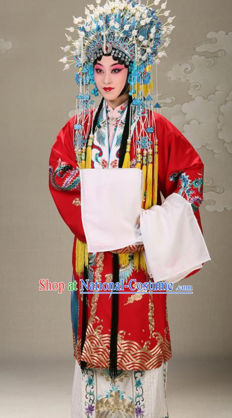 China Peking Opera Hua Tan Garment Traditional Opera Empress Clothing Beijing Opera Diva Red Cape Costume