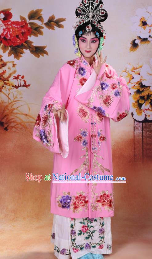 China Beijing Opera Diva Pink Gown Costume Peking Opera Hua Tan Garment Traditional Opera Actress Coat Clothing