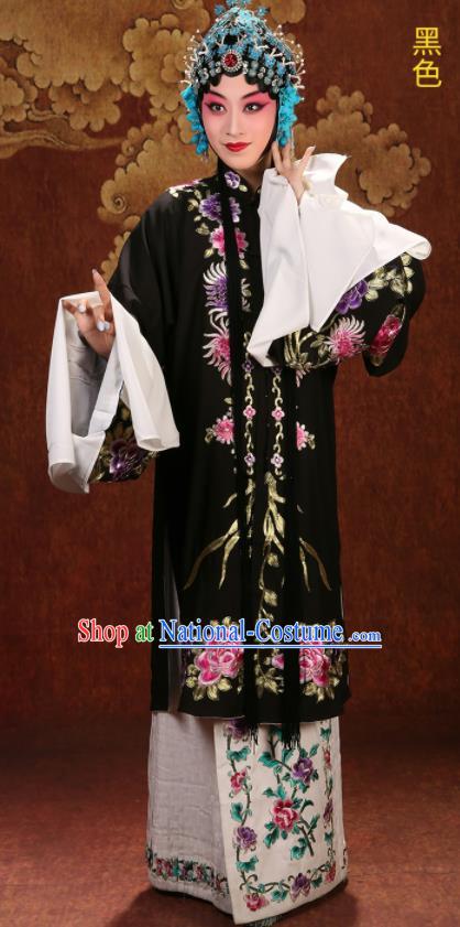 China Traditional Opera Actress Clothing Beijing Opera Diva Outer Costume Peking Opera Hua Tan Black Gown Garment