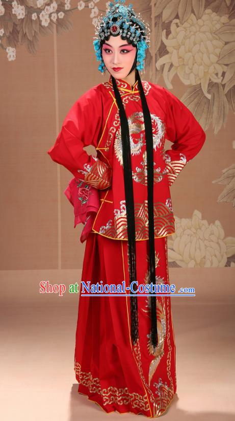 China Peking Opera Xiao Dan Red Dress Garments Traditional Opera Actress Clothing Beijing Opera Diva Costume