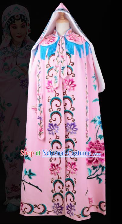 China Beijing Opera Hua Tan Costume Peking Opera Actress Embroidered Mantle Garment Traditional Opera Pink Cape Clothing