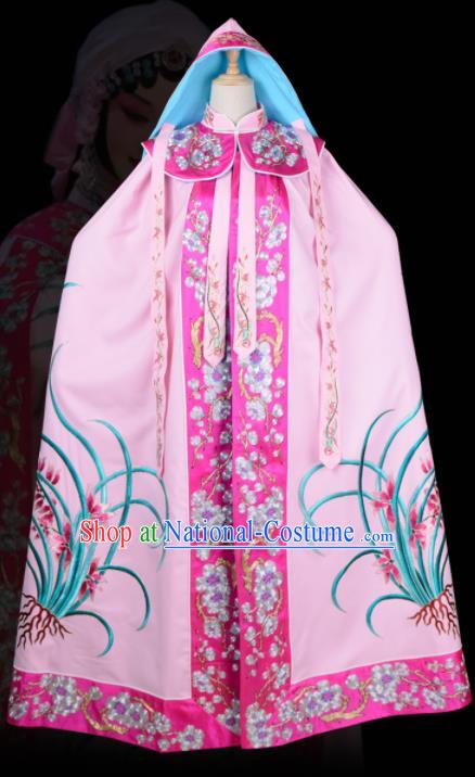 China Peking Opera Actress Mantle Garment Traditional Opera Bi Yu Zan Embroidered Pink Cape Clothing Beijing Opera Diva Costume