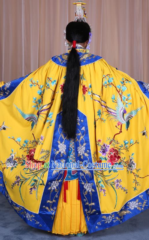 China Beijing Opera Diva Costume Peking Opera Empress Yellow Mantle Garment Traditional Opera Yu Ji Cape Clothing