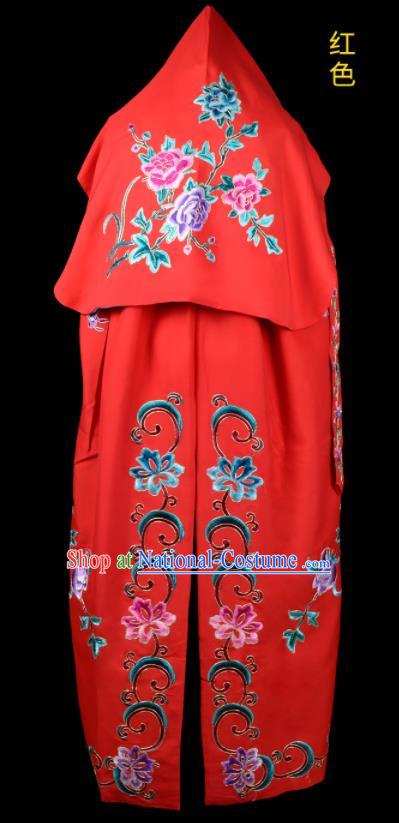 China Peking Opera Actress Embroidered Mantle Garment Traditional Opera Red Cape Clothing Beijing Opera Hua Tan Costume