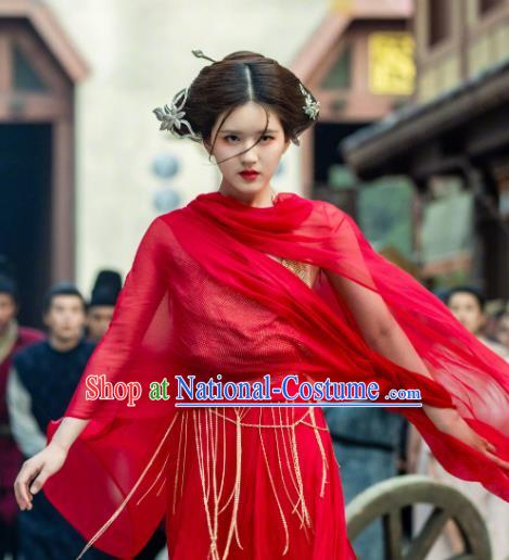 China Traditional Red Hanfu Dress Wuxia Drama The Romance of Tiger and Rose Chen Qian Qian Clothing Ancient Swordswoman Garment Costumes